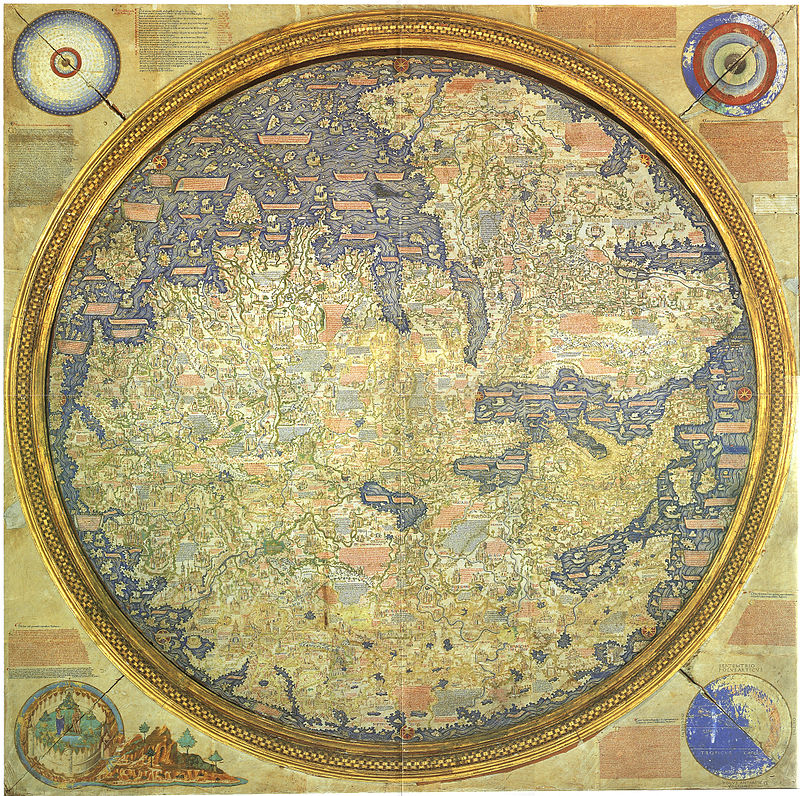 World map drawn in 1450 by Fra Mauro. 